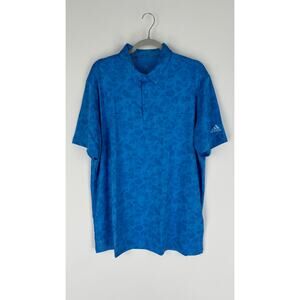 Adidas Prisma Print Golf Polo Shirt Mens XL Pulse Super Blue HK6853 Stretch New